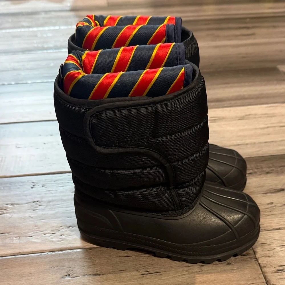 Polo by Ralph Lauren Black Kids Winter Boots with Red Logo